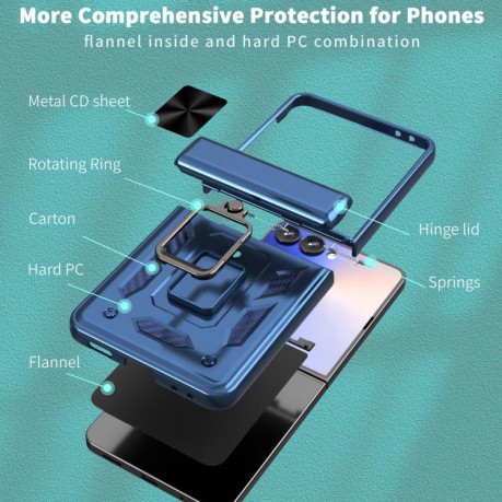 Чехол Sliding Window Hinge на Samsung Galaxy Flip 7 5G - синий