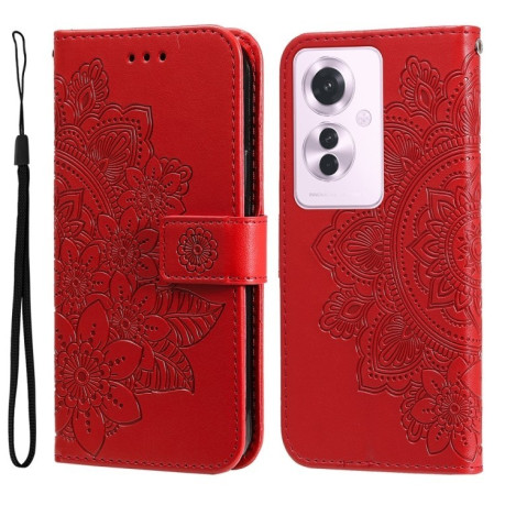 Чехол-книжка 7-petal Flowers Embossing для OPPO Reno11 F Global / F25 Pro Global - красный