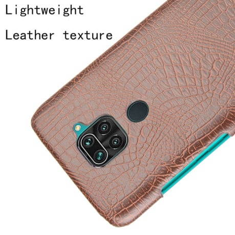 Ударопрочный чехол Crocodile Texture на Xiaomi Redmi Note 9 / Redmi 10X - коричневый