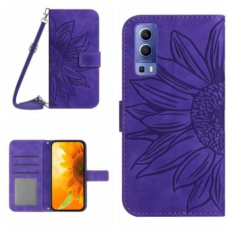 Чохол-книжка Skin Feel Sun Flower для Vivo Y72 5G/iQOO Z3/Y52 5G/Y53S - фіолетовий