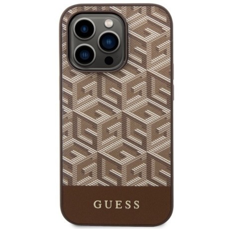 Оригинальный чехол Guess GCube Stripes MagSafe для iPhone 14 Pro Max -  brown