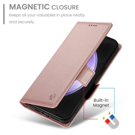 Чехол-книжка Side Buckle с магнитной застежкой и матовой кожей на Samsung Galaxy S25 FE 5G - золото