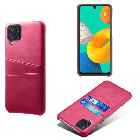 Противоударный чехол Calf Texture with Card Slots для Samsung Galaxy M32/A22 4G - пурпурно-красный