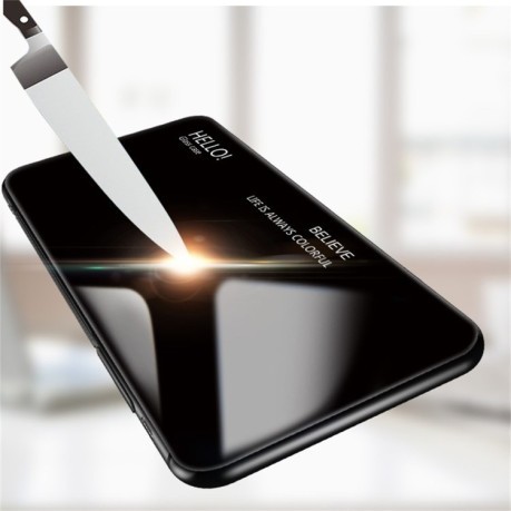 Стеклянный чехол Gradient Color Glass на Samsung Galaxy S10 Plus -черный