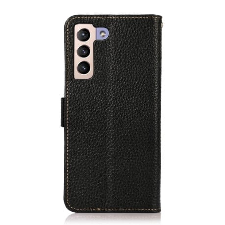 Кожаный чехол-книжка KHAZNEH Genuine Leather RFID для Samsung Galaxy S23+ 5G - черный