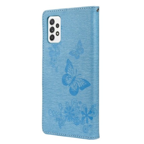 Чехол-книжка Butterflies Embossing на Samsung Galaxy A33 5G - синий