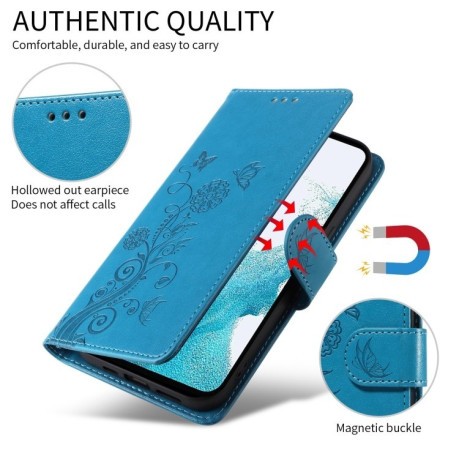 Чехол-книжка Embossed Butterfly для Samsung Galaxy A16 5G - синий