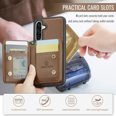 Чехол JEEHOOD J05 Business Magnetic Style RFID Leather для Samsung Galaxy A36 - коричневый