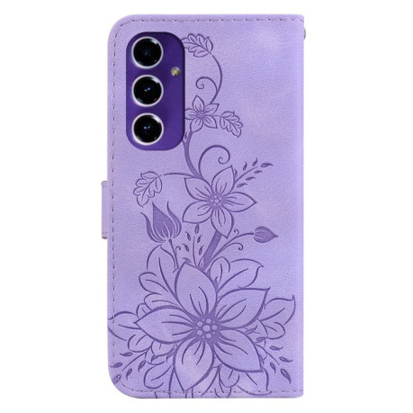 Чехол-книжка Lily Embossed Leather для Samsung Galaxy S24 FE 5G - фиолетовый