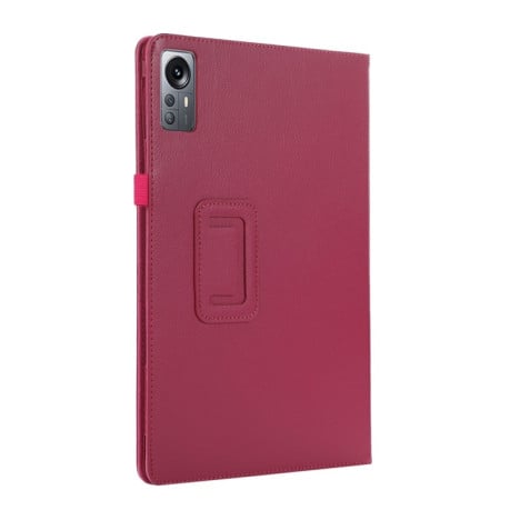 Чехол-книжка Litchi Texture для Xiaomi Pad 5 Pro 12.4 - пурпурно-красный