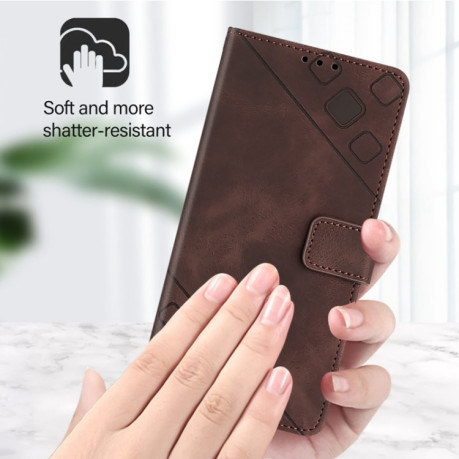 Чехол-книжка Skin-feel Embossed для Infinix Smart 8 Plus / Smart 8 Pro - коричневый
