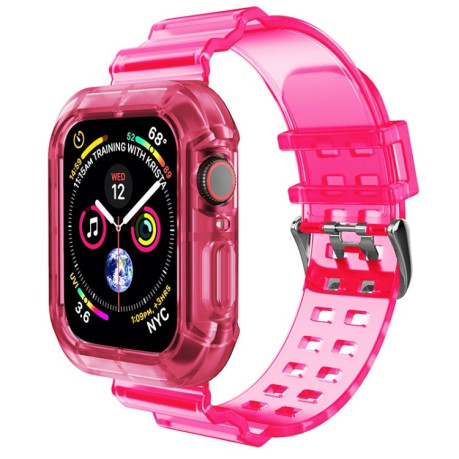 Спортивный ремешок Transparent для Apple Watch Series 8/7 41mm / 40mm / 38mm - пурпурно-красный