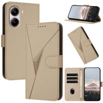 Чехол-книжка Triangle Pattern Buckle Clasp Leather на Xiaomi Poco X7 Pro - золотой