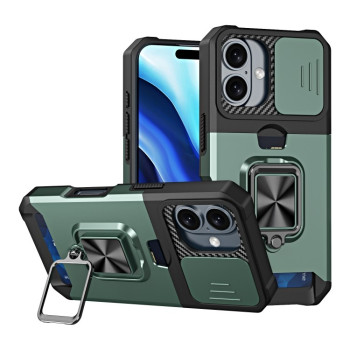 Противоударный чехол Armor Camera Shield для iPhone 16 Plus - зеленый