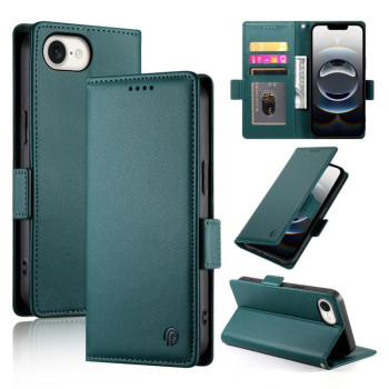 Чехол-книжка Side Buckle Magnetic Frosted Leather для iPhone 16e - зеленый