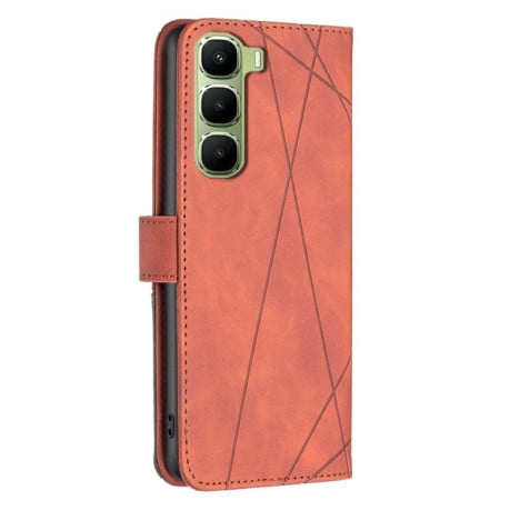 Чохол-книжка з фактурою Rhombus та магнітним хлястиком на Infinix Hot 60 Pro+ 4G - коричневий