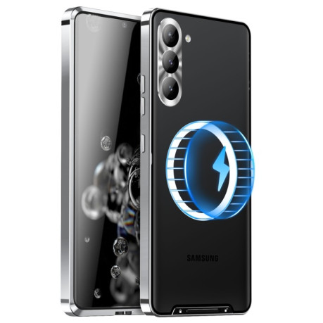 Противоударный чехол Frosted Meta (MagSafe) для Samsung Galaxy S24+ 5G - серебристый