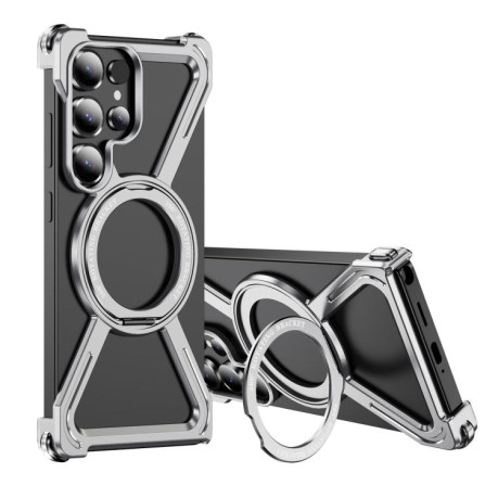 Протиударний чохол Titanium Alloy MagSafe Magnetic Airbag Shockproof для Samsung Galaxy S25 Ultra 5G - сріблястий