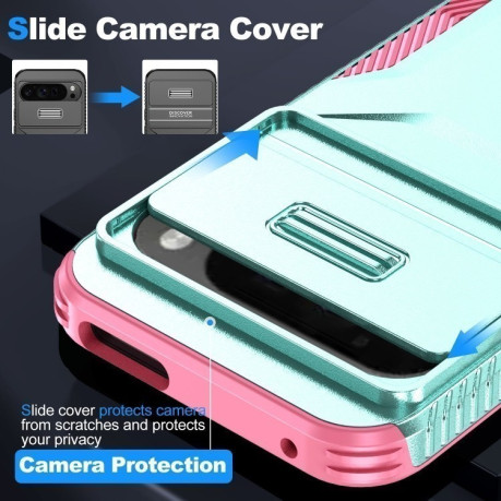 Противоударный чехол Sliding Camshield для Google Pixel 9 Pro XL - Grey Green + Pink