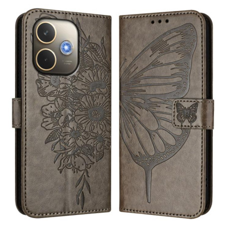 Чехол-книжка Embossed Butterfly для OPPO A5 Pro 5G Global - серый