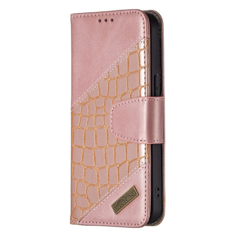 Чехол-книжка Matching Color Crocodile Texture на iPhone 14/13 - розовое золото