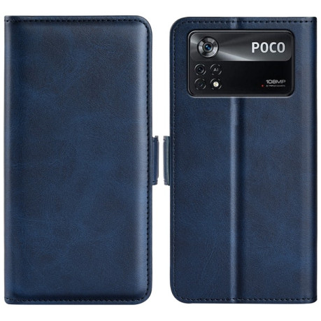 Чехол-книжка Dual-side Magnetic Buckle для Xiaomi Poco X4 Pro 5G - темно-синий