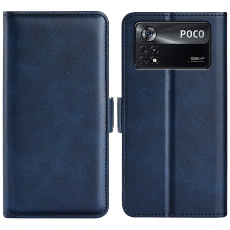 Чехол-книжка Dual-side Magnetic Buckle для Xiaomi Poco X4 Pro 5G - темно-синий