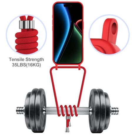 Силиконовый чехол Integrated Card Bag Solid Color Liquid Silicone на iPhone 17 - красный