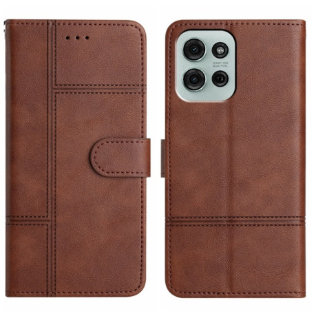 Чохол-книжка Cowhide Texture Stitching Leather Motorola Moto G75 - кавовий