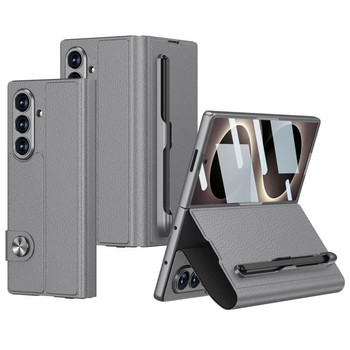 Чохол-книжка GKK Integrated Flip Leather Phone Case with Pen Slotm, Included Stylus на Samsung Galaxy Fold8 Ultra 5G — сірий