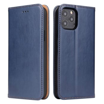 Чохол-книжка Fierre Shann Genuine leather на iPhone 12/12 Pro - синій