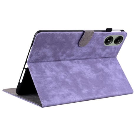 Чехол-книжка Embossed Tiger Pattern Leather для Xiaomi Redmi Pad 2 / Xiaomi Redmi Pad SE 11 2025 - фиолетовый