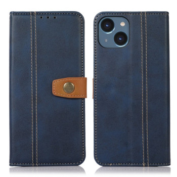 Чехол-книжка Stitching Thread для iPhone 15 - синий
