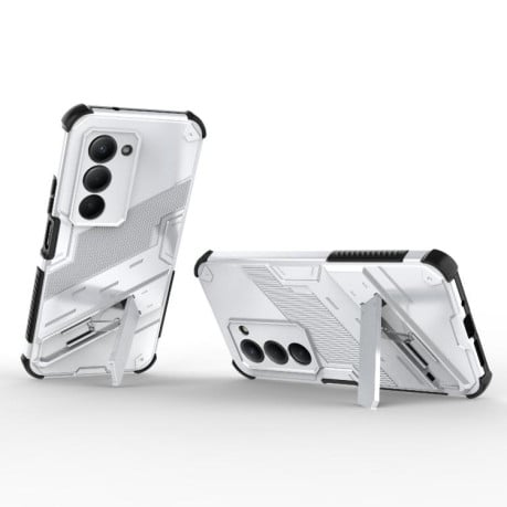 Противоударный чехол Punk Armor с подставкой на Xiaomi Redmi 15 5G / 4G EU 171mm - белый