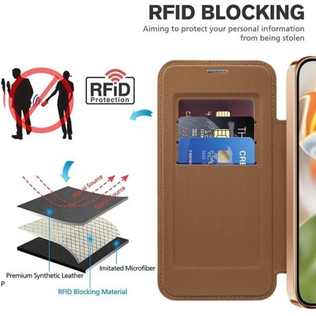 Чохол-книжка Shield MagSafe RFID Anti-theft Leather для Google Pixel 9 Pro XL - коричневий