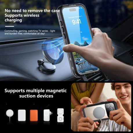 Противоударный чехол RedPepper IP68 Waterproof MagSafe для iPhone 17 Pro - серый