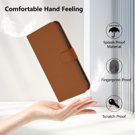 Чохол-книжка Skin Feel Solid Color Leather для Xiaomi Redmi Note 14 4G 164.48mm - коричневий