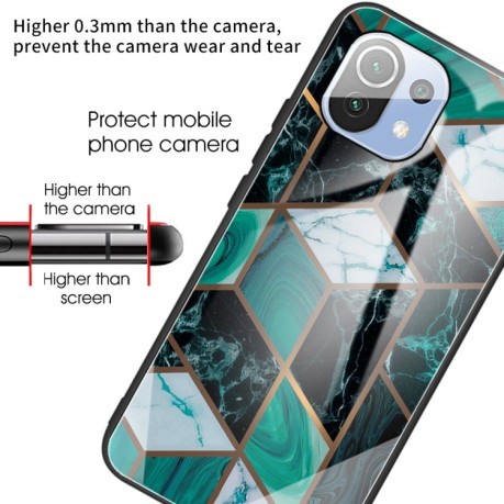 Протиударний чохол Marble Pattern для Xiaomi Mi 11 Lite/Mi 11 Lite NE - Rhombus Dark Green