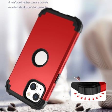 Противоударный Чехол Dropproof 3 in 1 Silicone sleeve для  iPhone 14 Plus - красный