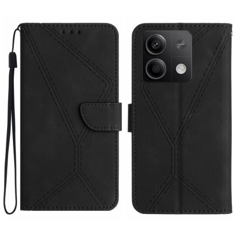 Чохол-книжка Stitching Embossed Leather для Xiaomi Redmi Note 13 Pro 4G / POCO M6 Pro 4G   - чорний