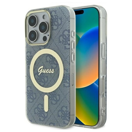 Оригінальний чохол Guess IML 4G MagSafe для iPhone 16 Pro - Blue
