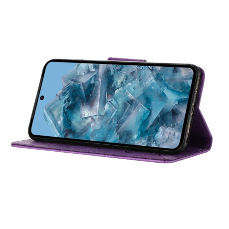 Чехол-книжка Embossed Butterfly для Google Pixel 8 Pro - фиолетовый