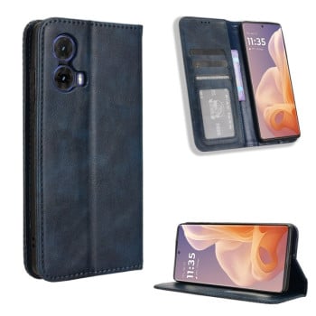 Чехол-книжка Magnetic Buckle Retro Crazy Horse Texture на Motorola Moto G85 5G / S50 Neo 5G - синий