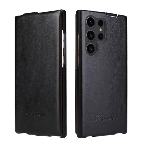 Кожаный флип-чехол Fierre Shann 64 на Samsung Galaxy S24 Ultra 5G - черный