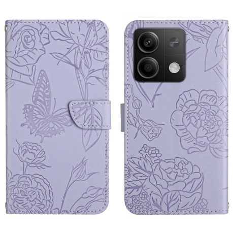 Чехол-книжка Skin Feel Butterfly Embossed для Xiaomi Redmi Note 13 Pro 4G / POCO M6 Pro 4G   - фиолетовый