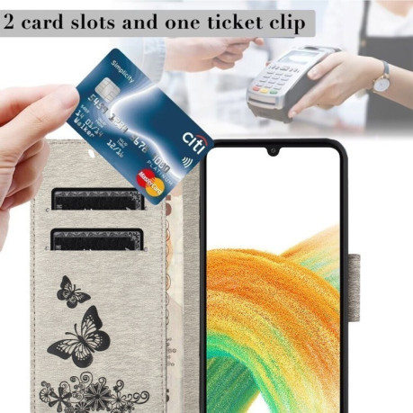 Чохол-книжка Embossed Butterfly для Samsung Galaxy A16 - сірий