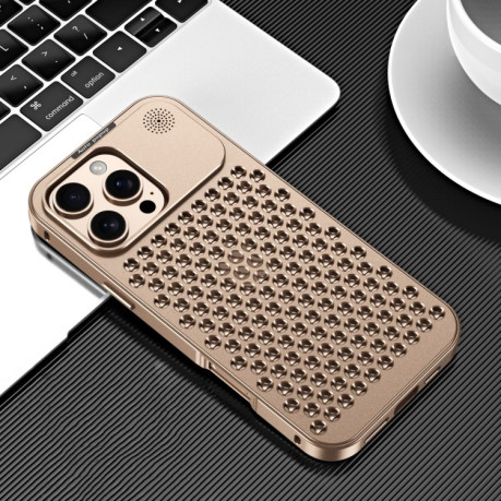 Противоударный чехол R-JUST RJ58 Aromatherapy Metal Cooling для iPhone 16 Pro - золотой