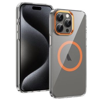 Противоударный чехол Ice Feel HD Transparent PC Full Coverage MagSafe для iPhone 16 Pro Max - оранжевый