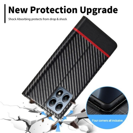 Чехол-книжка LCIMEEKE Carbon Fiber для Xiaomi 14T - Black