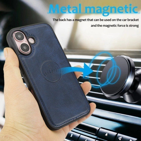 Чохол-книжка Calf Texture 2 in 1 Detachable Magnetic на iPhone 16 - синій